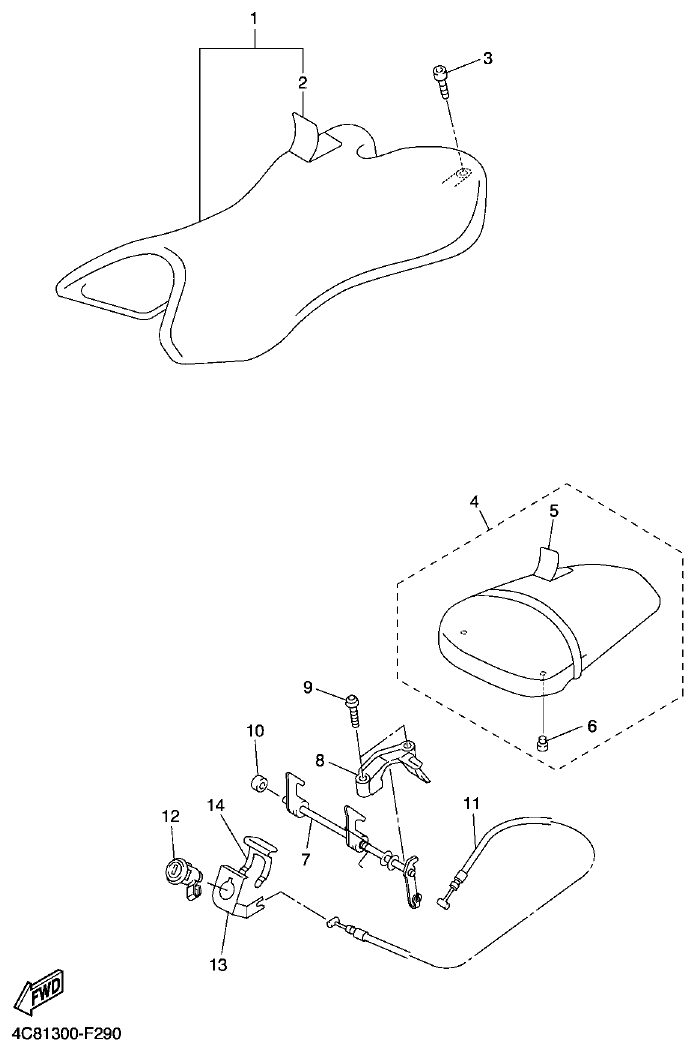 Yamaha R1 2008 SEAT parts diagram